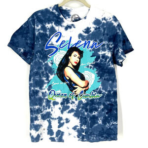 Selena Queen Of Cumbia Portrait Tie Dye T-Shirt Blue Size Medium NWOT